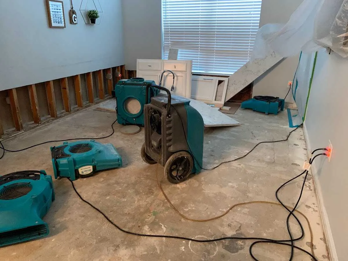 Dehumidifier in flood-cut room for Water Damage Restoration in Plaquemine